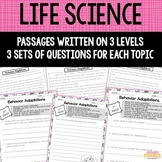 Life Science Reading Passages and Questions | Print & Digital