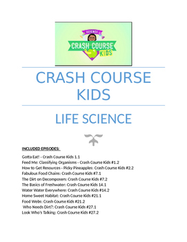 Preview of Life Science: Crash Course Kids Youtube Questions _ 13 Episodes bundle