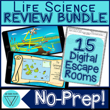 Preview of Life Science Digital Escape Room BUNDLE: Middle School Science Test Review Games