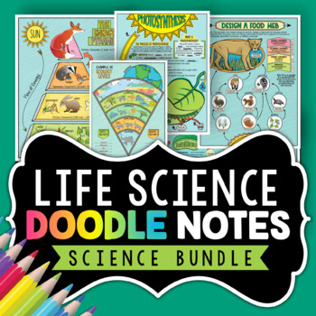 Preview of Life Science Doodle Notes Bundle - Cells, Photosynthesis, Genetics, & More!