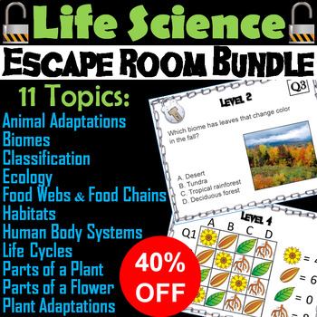 Preview of Escape Rooms Life Science Review: Adaptations, Biomes, Ecology, Food Webs, etc.