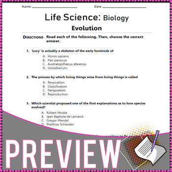 life science evolution 80 questions 4 worksheets grade 7 google drive