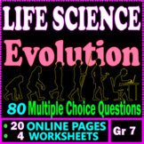 Life Science. Evolution. 80 Questions. 4 Worksheets. Grade