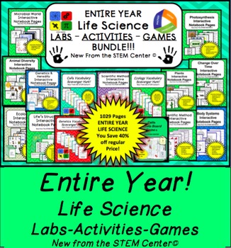 Preview of Life Science Bundle: Interactive Notebooks, Games, Scavenger Hunts, & Laboratory