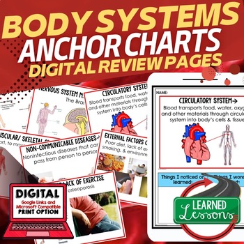 Preview of Body Systems Anchor Charts, Life Science Anchor Charts, ESL and ESS
