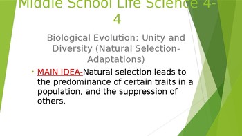 Preview of NGSS MS LS4-4 Power Point Biological Evolution- Unity and Diversity