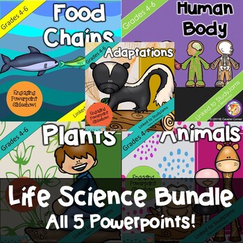 Preview of Life Science Powerpoint Bundle ALL 5! Grades 4-6 NGSS