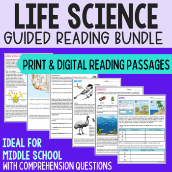 Preview of Life Science Reading Comprehension Bundle