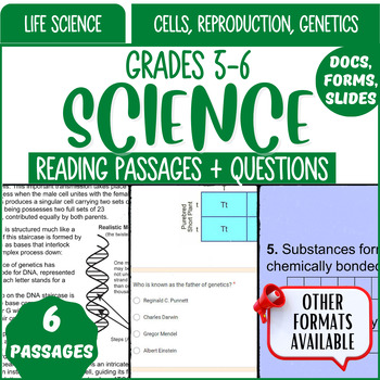 Preview of Life Science Reading Comprehension Cells Reproduction Genetics Digital Resources
