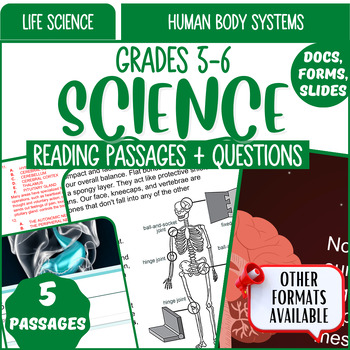 Preview of Life Science Reading Comprehension Human Body Systems Digital Resources