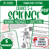 Life Science Reading Comprehension Passages: Human Body Systems 5th-6th Grade