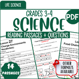 Life Science Reading Comprehension Passages and Questions Bundle (3rd-4th Grade)