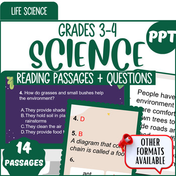 Preview of Life Science Reading Comprehension Passages and Questions PowerPoints Bundle