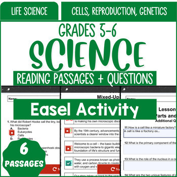 Preview of Life Science Reading Passages Cells Reproduction Genetics Easel Activity