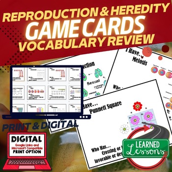 Preview of Reproduction and Heredity Game Cards, Life Science Vocabulary Review