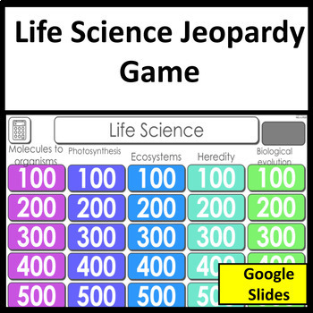 Preview of Life Science Review and NGSS Test Prep Jeopardy Style Science Game 