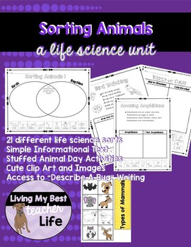 Preview of Life Science-Sorting Animals Properties & Characteristics Unit & Activities