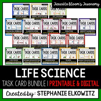 Preview of Life Science Biology Task Card Bundle | Printable & Digital