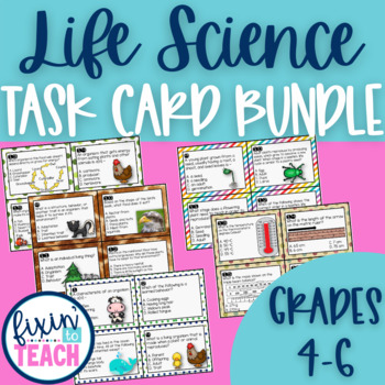 Preview of Life Science Task Cards for Elementary Science | With Optional QR Code Answers