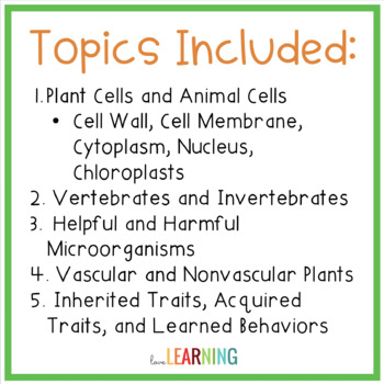Life Science Task Cards with Google Forms™ - Classification - Cells -  Heredity