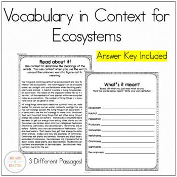 life science vocabulary activities and worksheets by endeavors in education