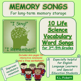 Life Science Vocabulary Word Songs for Third to Fifth Grades