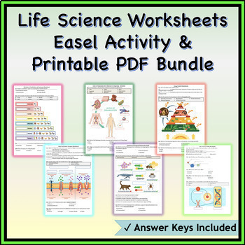 Preview of Life Science Worksheets Bundle - Easel Activities and Printable PDFs