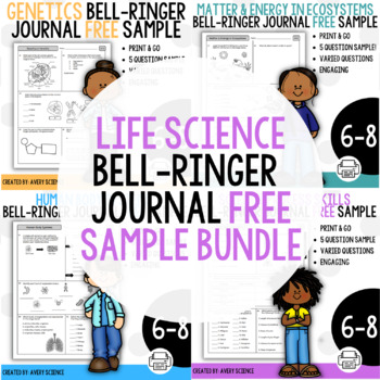 Preview of Life Science Year Long Bell Ringer Journal Free Sample