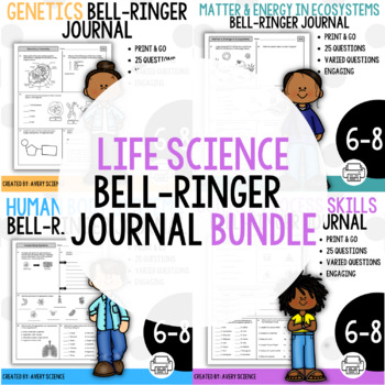 Preview of Life Science Year Long Bell Ringer Journals