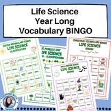 Life Science Year Long Vocabulary BINGO Games BUNDLE-Middl