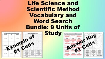 Preview of Life Science and Scientific Method- 9 Units: Vocabulary, Word Search, Answer Key