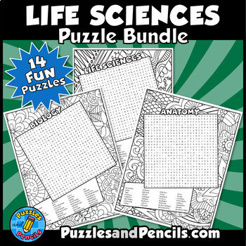 Preview of Life Sciences Word Search Puzzle with Coloring BUNDLE | 14 Wordsearch Puzzles
