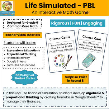 Preview of Life Simulated - Equations & Ratios - PBL