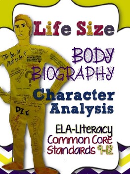 Preview of Free Life Size Body Biography Project: Character Analysis Grades 4-12