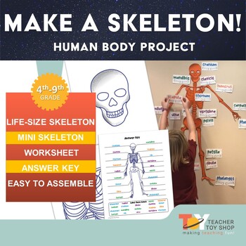 Preview of Printable Skeleton Labeling Project for Anatomy and Biology or Halloween