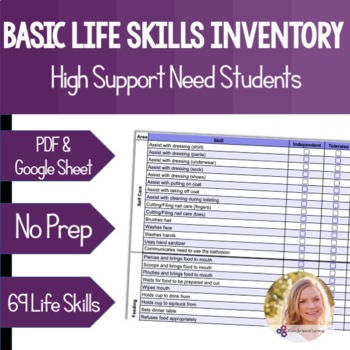 Preview of Life Skill Assessment Inventory Checklist. High Support Needs- Special Education