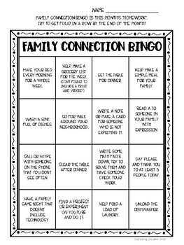 Family Connection Bingo by Dedication for decades | TPT