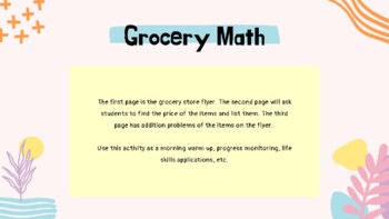 Preview of Life Skill Grocery Math