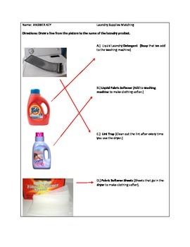 Download Life Skill Laundry Supplies Matching Worksheet - With ...