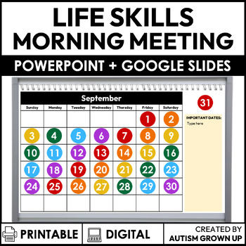 Preview of Life Skill Morning Meeting and Calendar Activities for Special Education