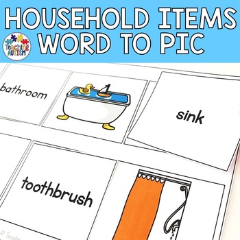 Preview of Life Skills Activities Household Objects Word to Picture Matching