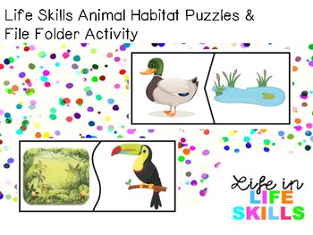 Preview of Life Skills Animal Habitat Puzzles & File Folder Activity