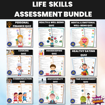 Preview of Life Skills Assessment | Time and Money Management | Health and Communication