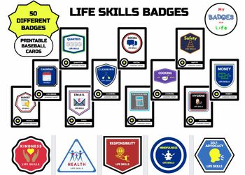 Preview of Life Skills Badge Awards: Badge Cards, Learning Targets, Transition Skills