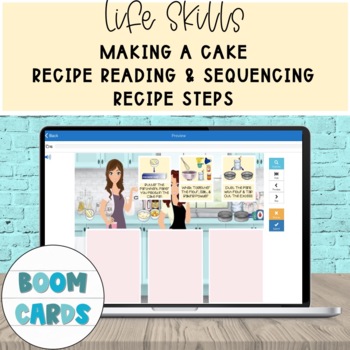 Preview of Life Skills Baking Vanilla Cake Recipe Reading & Sequencing Recipe Steps