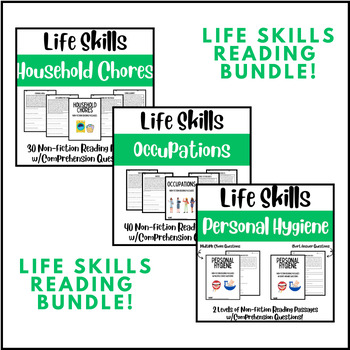 Preview of Life Skills Bundle: Household Chores & Occupations Non-Fiction Reading Passages