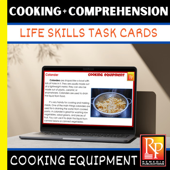 Preview of Life Skills COOKING COMPREHENSION: Equipment | Vocabulary | Special Ed | GOOGLE