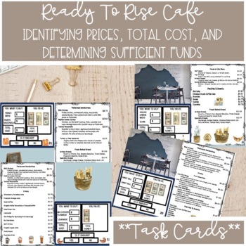 Preview of Life Skills Cafe Menu Determining Price, Total & Sufficient Funds Task Cards