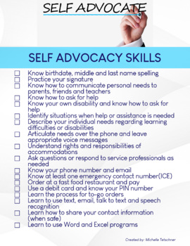 Preview of Life Skills Check List -Visual Checklist for Self Advocacy
