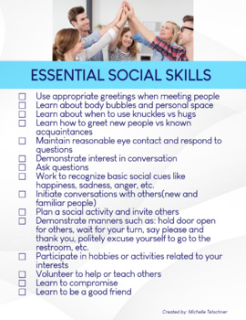 Preview of Life Skills Check List -Visual Checklist for Social Skills